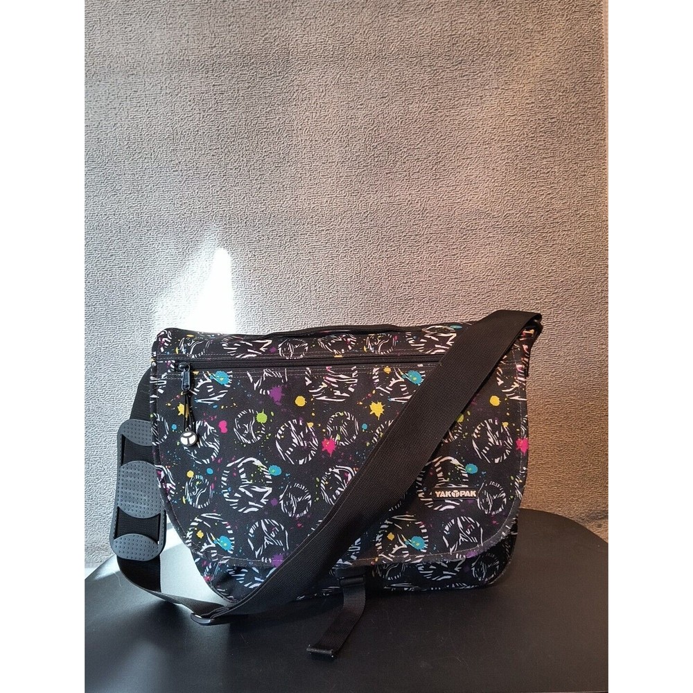 Yak Pak Crossbody Messenger Bag Peace Signs Multicolored Waterproof Canvas